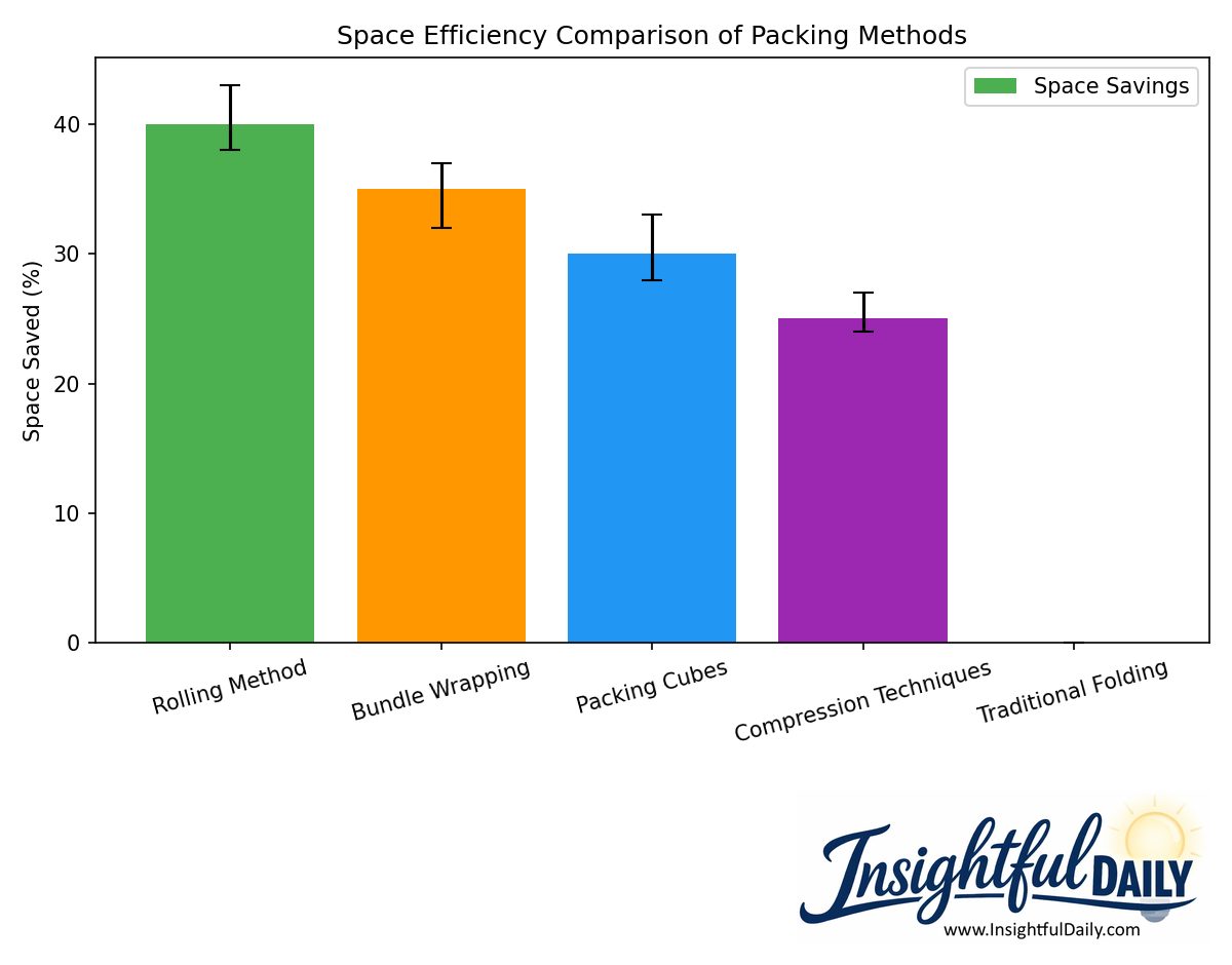 Bar chart comparing space savings from different packing methods