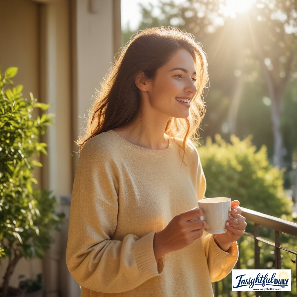 Person getting morning sunlight exposure as part of a healthy routine to fix sleep schedule and overcome the tired all day awake at night pattern