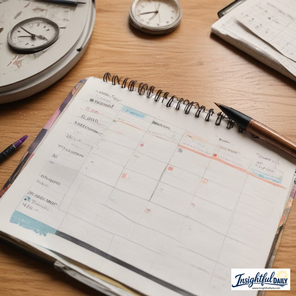 Close-up of a weekly planner with handwritten tasks representing the evening planning habit of planning day night before